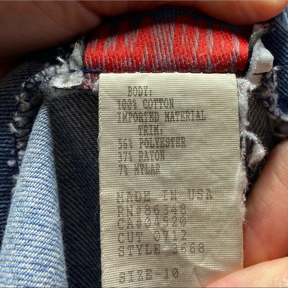 Vintage 90s Denim Brocade Vest Size 10 - Picture 6 of 6